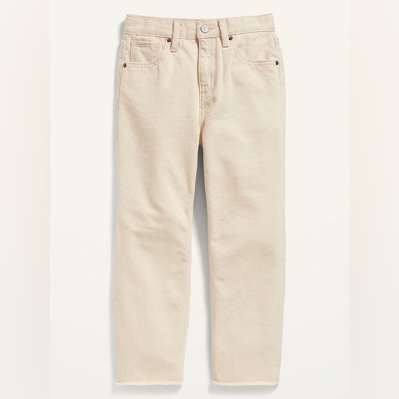 Old Navy Jean Slouchy High Rise Straight Leg 4 cream Tapered - Picture 1 of 9